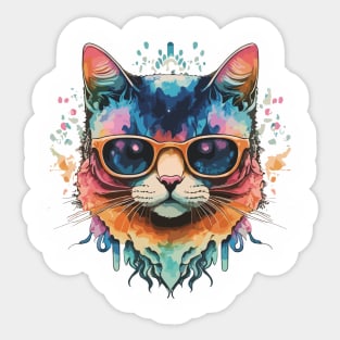 Tie Dye Cat Sticker